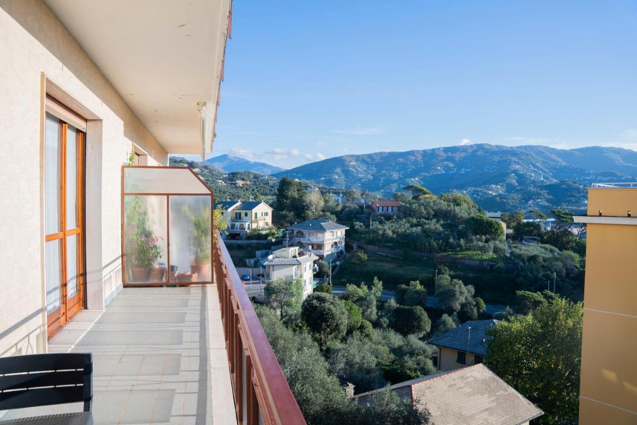 093 - Casa Panorama, Vista Mare E Vista Portofino, 500 Metri Centro Di Chiavari, Posto Auto Gratis Incluso Lägenhet Exteriör bild