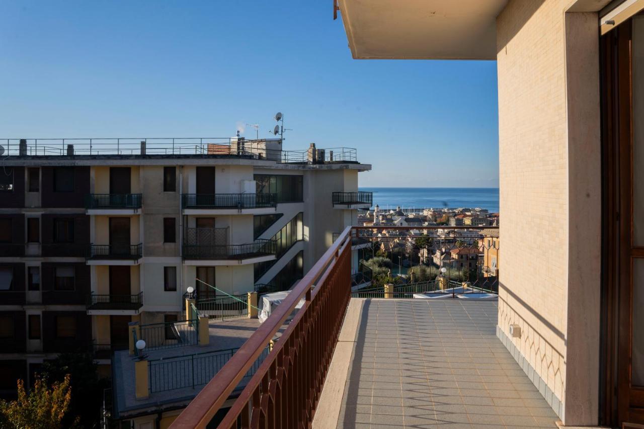 093 - Casa Panorama, Vista Mare E Vista Portofino, 500 Metri Centro Di Chiavari, Posto Auto Gratis Incluso Lägenhet Exteriör bild